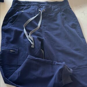 Figs women’s Dark Blue Joggers with Gray Drawstring